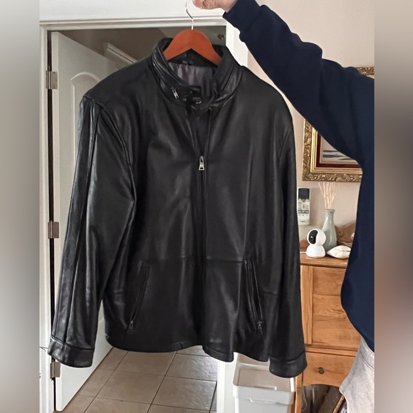 Black Leather bomber jacket -men’s L - Picture 6 of 6